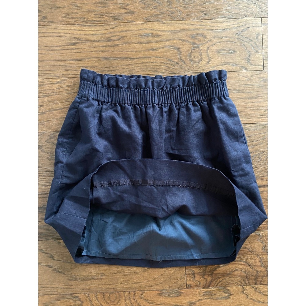 J. CREW Womens Navy Blue Linen Blend Elastic Waist Mini Skirt Size 4 - Picture 6 of 8
